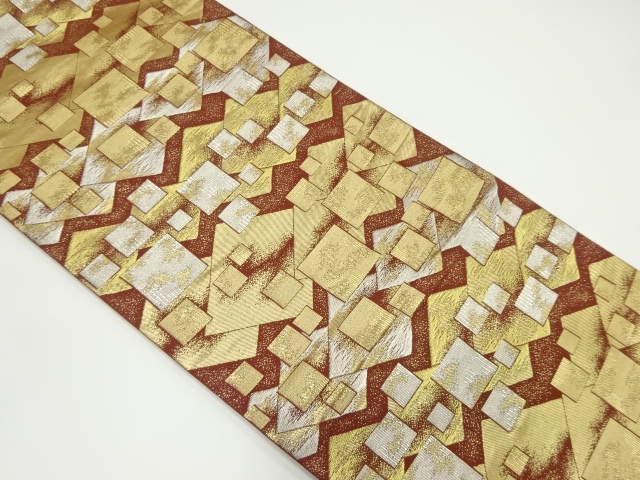 JAPANESE KIMONO / VINTAGE FUKURO OBI / WOVEN GEOMETRIC
